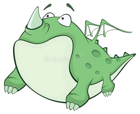 Ejemplo De Un Dragón Verde Personaje De Dibujos Animados Ilustración