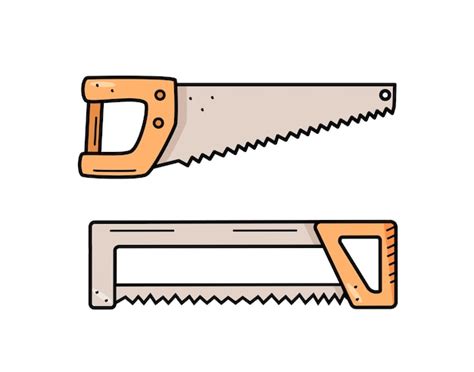 Premium Vector Hand Saw Doodle Cartoon Style Vector Illustration Of
