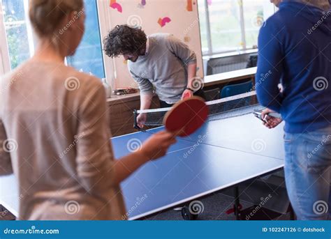 Startup Business Team Playing Ping Pong Tennis Stock Photo Image Of