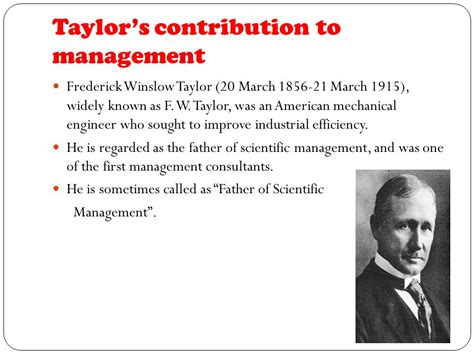 Frederic winslow taylor started his career as a mechanist in 1875. Frederick taylor contribution to management Frederick ...