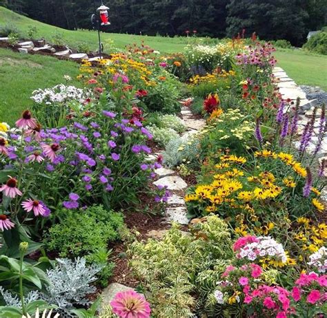Beautiful Garden With Densely Planted Flower Beds Description From