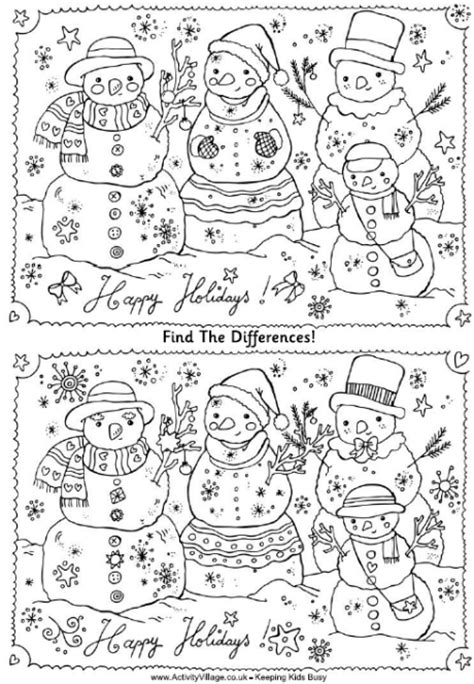 Find The Differences Puzzle Christmas Snowmen