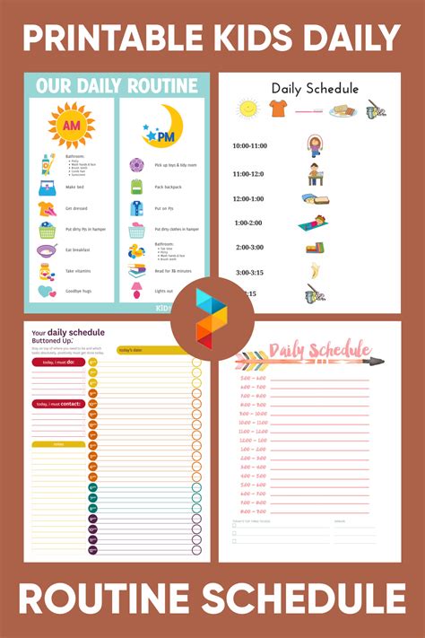 Printable Kids Daily Routine Schedule Daily Routine Schedule Daily