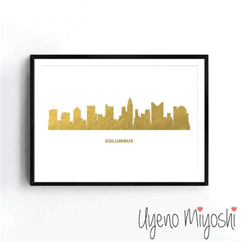 Columbus Skyline Gold Foil Print Gold Print Map Custom Print Etsy
