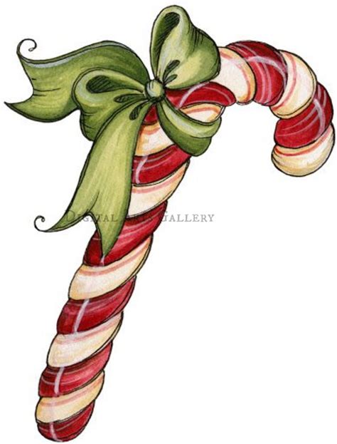 Vintage Christmas Art Candy Cane And Bow Digital Download Etsy