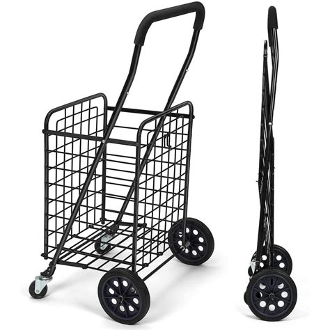 Pipishell Shopping Cart With Dual Swivel Wheels For Groceries Compact