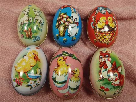 Vintage Tin Easter Eggs Antique Easter Decorations Easter Eggs