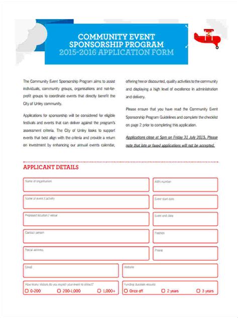Free 6 Sample Event Sponsorship Forms In Ms Word Pdf