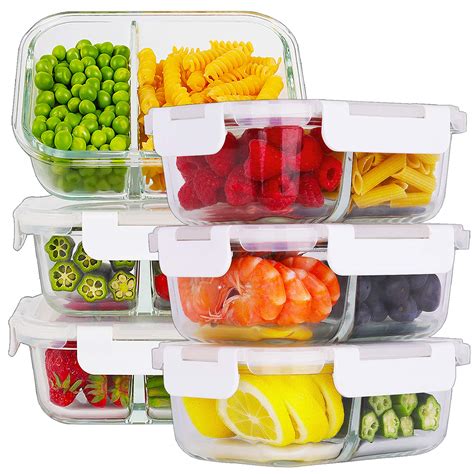 Buy Bayco6 Pack Glass Meal Prep Containers 2 Compartment Glass Food