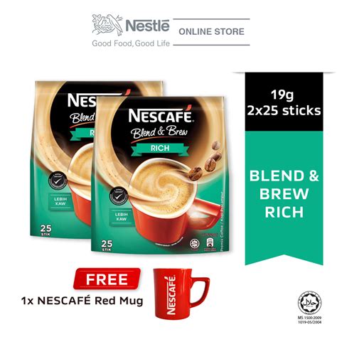 Made with robusta coffee beans. NESCAFE Blend and Brew Rich 25x19g, Buy 2 Free 1 Nescafe ...