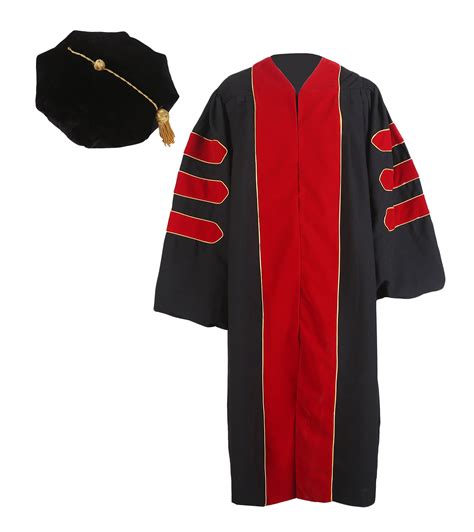 Deluxe Doctoral Graduation Gown With Gold Piping And Doctoral Tam Pack