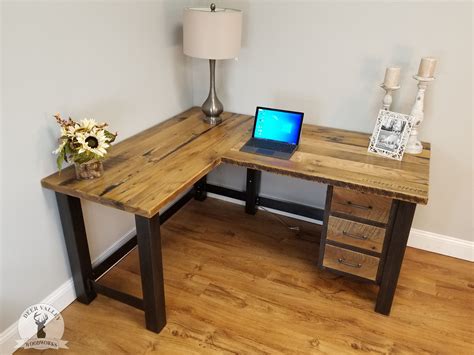 The Doug Barnwood Corner Desk Natural Finish With Three Drawers