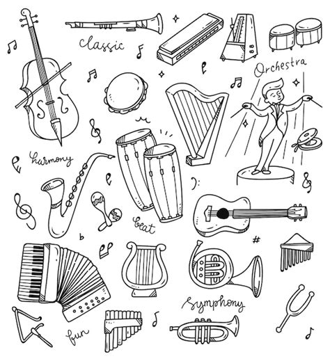 Premium Vector Set Of Music Instrument Doodle