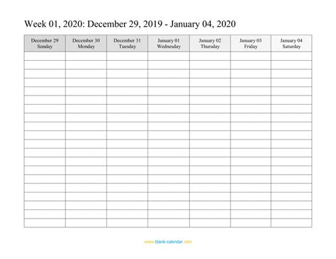 Weekly Calendar 2020 With Time Slots Calendar Template 2021