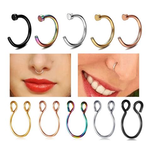 1 Piece Nose Ring Body Clip Hoop For Women Medical Steel Fake Nose Ring C Clip