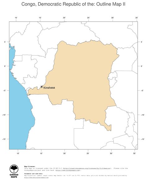Map Congo, Democratic Republic of the; GinkgoMaps continent: Africa; region: Congo, Democratic 