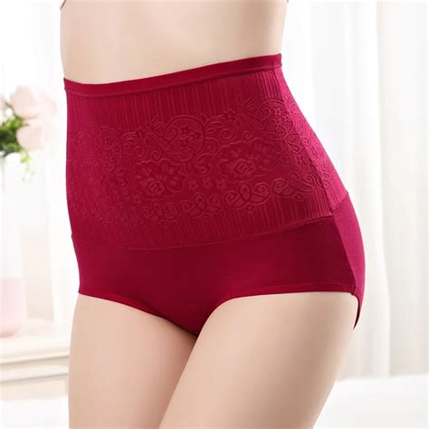 Hw015 Women Cotton Underwear Jacquard Panty High Waist Breathable Abdomen Hip Lingerie Female