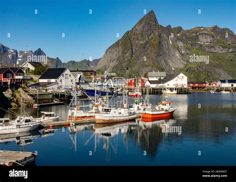 Fishing Village On Strandflat Of Hamnoy Reinefjorden Islands Lofoten