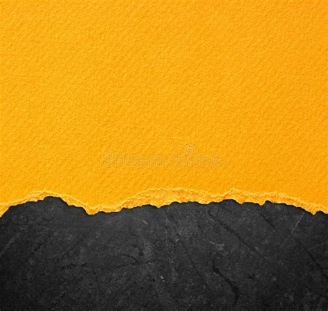 Yellow Torn Paper Over Black Background Stock Photo Image Of