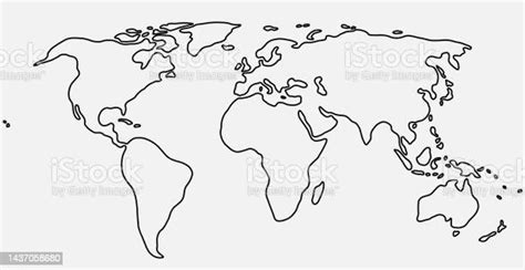 Freehand World Map Sketch On White Background Stock Illustration