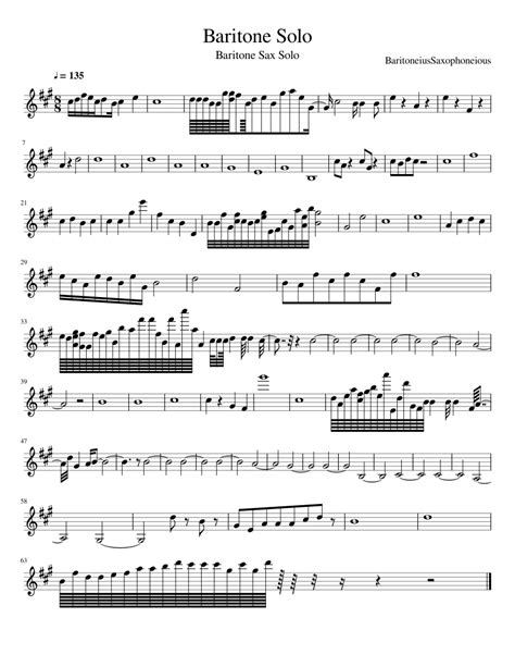 Baritone Solo Sheet Music For Saxophone Baritone Solo