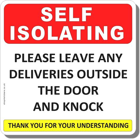 1 X Self Isolating Door Sticker Health Safety Sign Notice Virus Warning