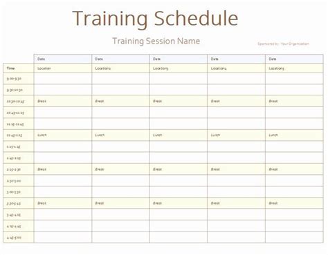 Excel Training Schedule Template Elegant Army Training Schedule