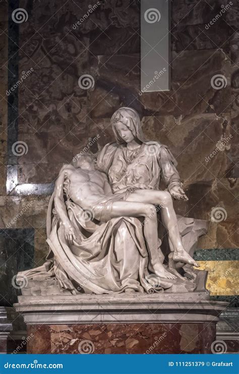 Pieta Sculpture Of Michelangelo At St Peter`s Basilica In Rome