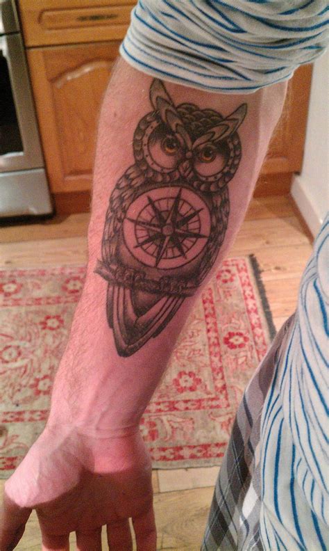 Owl Compass Tattoo On Forearm Projects To Try Pinterest Tatuajes