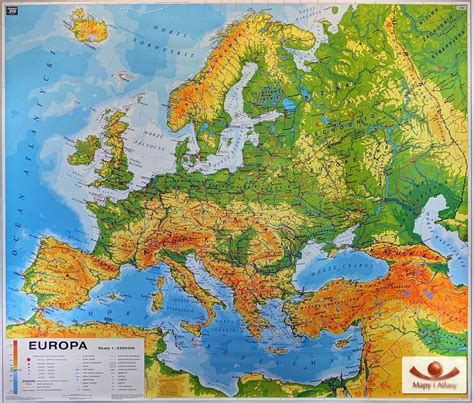 Aprende y practica con la geografía del continente de europa. Europa - mapa fizyczna | Wykresy, Tła, Mapa