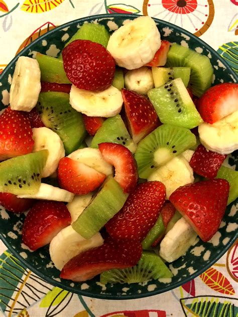 Christmas Fruit Salad With Strawberries Kiwis And Bananas