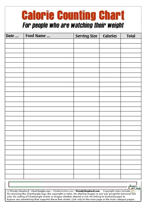 Calorie Counting Chart Beauty Pinterest Calorie Chart