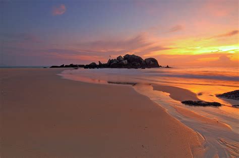 Sunset Over The Sandy Beach Image Free Stock Photo Public Domain