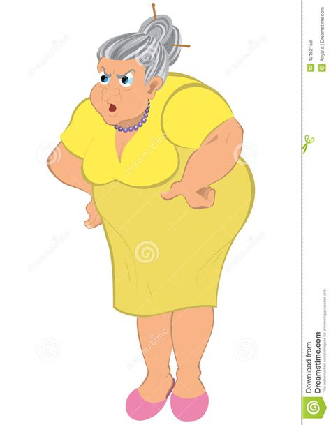 Cartoon Old Woman In Yellow Dress Stock Vector Image 43152159