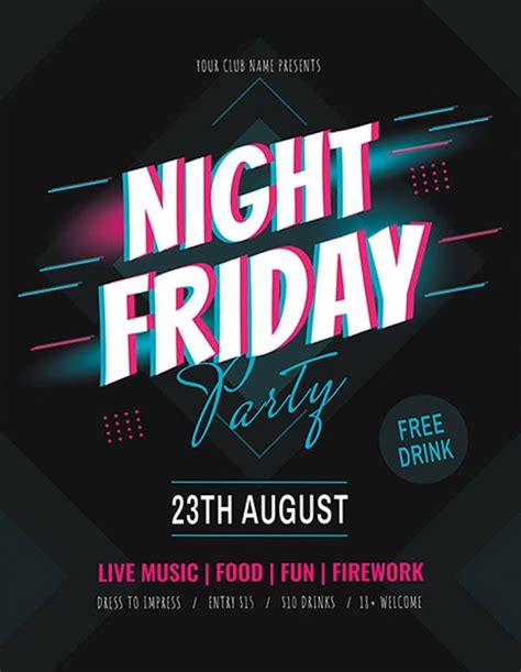 Friday Night Free Party Flyer Template Party Flyer Flyer Free Psd
