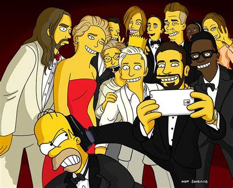 Matt Groenig Recreates Ellens A List Oscars Selfie Using The Simpsons Filter