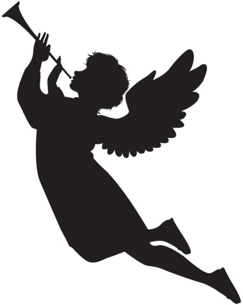Angel With Fanfare Silhouette Png Clip Art Image Angel Silhouette