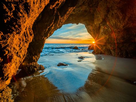Malibu Beach Sea Cave Brilliant Sunset El Matador State Be Flickr
