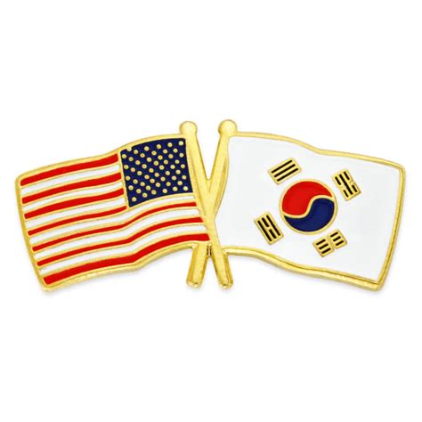 pinmart usa and south korea crossed friendship flag enamel lapel pin