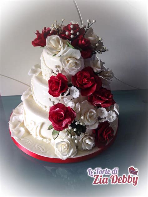Collection by lola nicoleta m. Wedding cake con rose rosse e bianche | Le Torte di Zia Debby