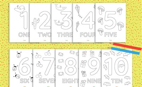 Large templates (1 number per page) medium sized templates (2 numbers per page) small templates (6 numbers per page) number 0. Colored Printable Numbers 1-10 - Number Wall Cards For Preschoolers With Colorful Pencil ...