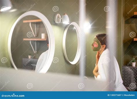 Woman With Facial Mask In The Bathroom Stock Image Image Of Face Complexion 130371607