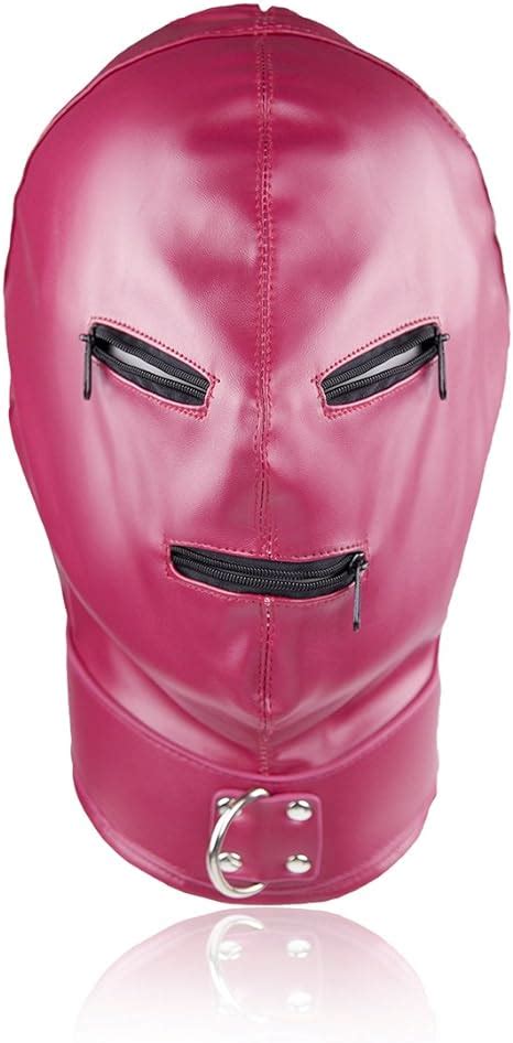 Leather Full Face Gimp Mask Unisex Hood Zipper Eyes Mouth Uk Clothing