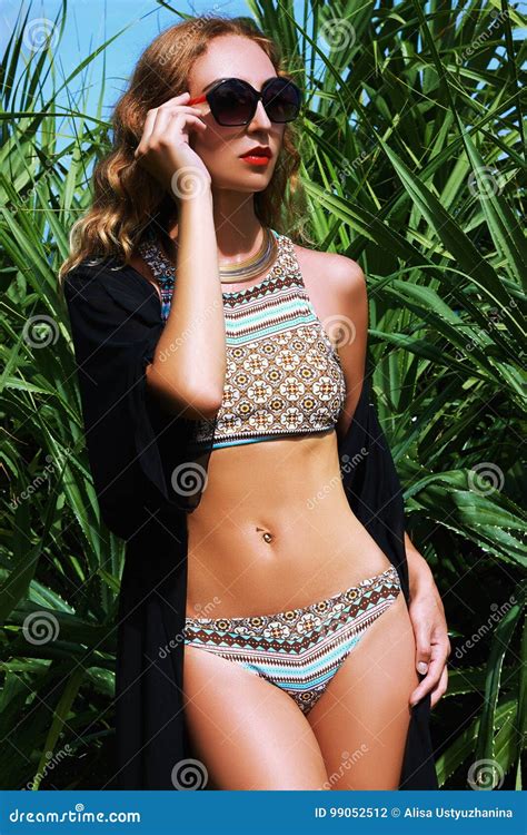 Woman In Sunglasses And Bikini Stock Photo Image Of Blond