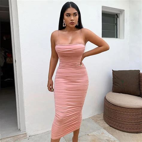 Parthea Pink Women Dress Elegant Off Shoulder Long Dress Sexy Nightclub