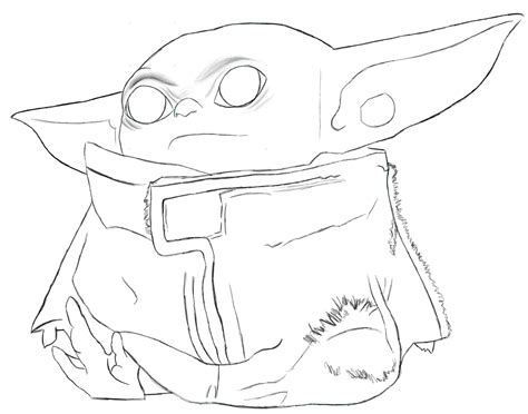 How To Draw Baby Yoda From The Mandalorian Realistic Easy Step By