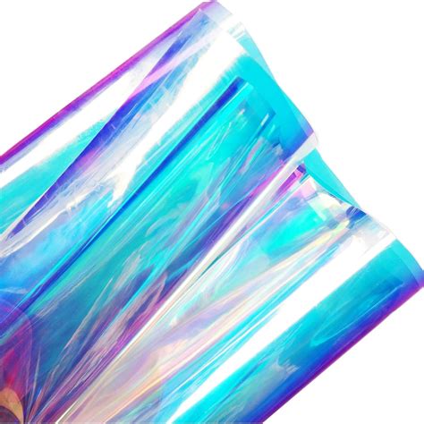 Tecido holográfico transparente iridescente de vinil transparente