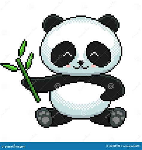 Pixel Cute Panda Detailed Illustration Isolated Vector Stock Vector