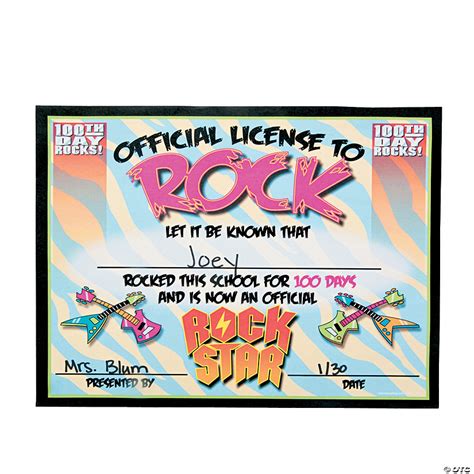 100th Day Of School Rock Start Certificates Discontinued