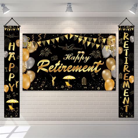 Buy Happy Retirement Party Decorations Large Black Gold Happy